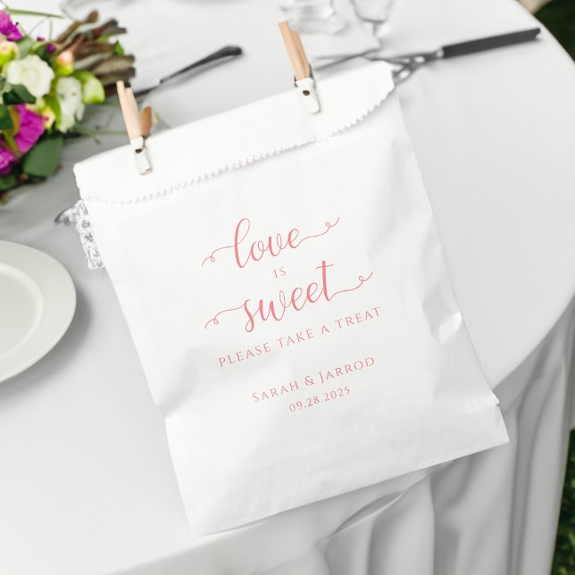 Sacolinha Casamento de Pastel Coral Pink (Pastel Coral Pink Sweet Treat Wedding Favor Bag)