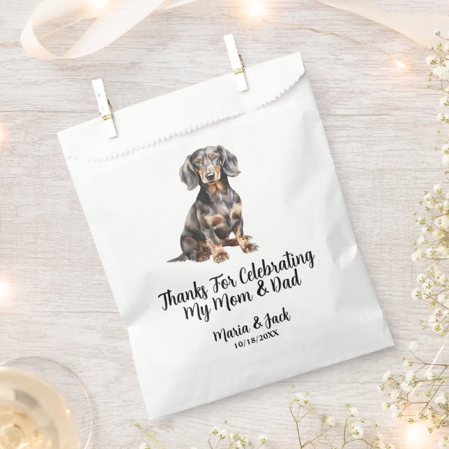 Sacolinha Casamento de Pet Dachshund em Cores (Cortado)