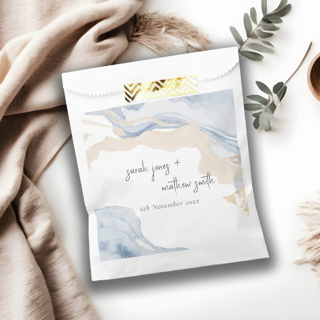 Sacolinha Casamento de praia costeira de bege azul Elegante  (Criador carregado)