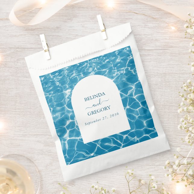 Sacolinha Casamento de Praia do Oceano Azul Moderno com Aqua (Cortado)