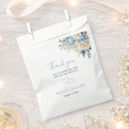 Sacolinha Casamento de Rosa de marfim e azul legante