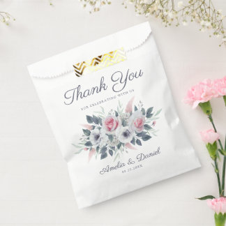 Sacolinha Casamento de Rosas Rosa-Cor-de-Água Elegante Obrig