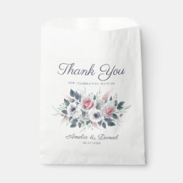 Sacolinha Casamento de Rosas Rosa-Cor-de-Água Elegante Obrig