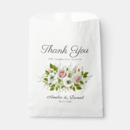 Sacolinha Casamento de Rosas Rosa Romântica com Aquarela Obr