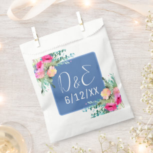 Sacolinha Casamento de Rosebud Cor-de-Rosa Azul Personalizad