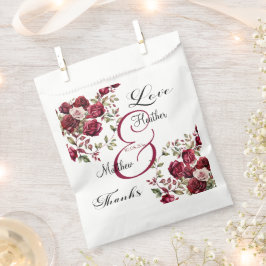 Sacolinha Casamento de Script Moderno Floral da Burgundy
