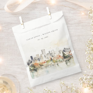 Sacolinha Casamento de Skyline Watercolor em Portland Oregon