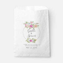 Sacolinha Casamento de Stripes de Marinho com Rosa de Aquare