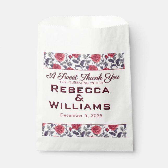 Sacolinha Casamento de Themed Rosa Garden Clássico (Frente)