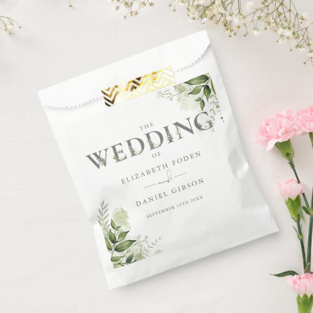 Sacolinha Casamento de Tipografia Floral Verde (Selado)