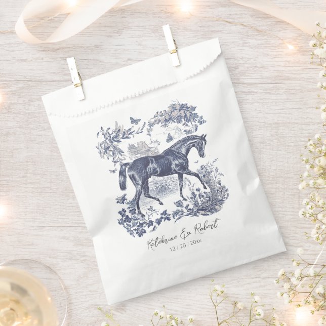 Sacolinha Casamento de Túneis de Cavalo Azul-Chic, Elegante (Cortado)