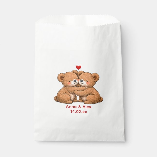 Sacolinha Casamento de Urso Teddy Fofo  (Frente)