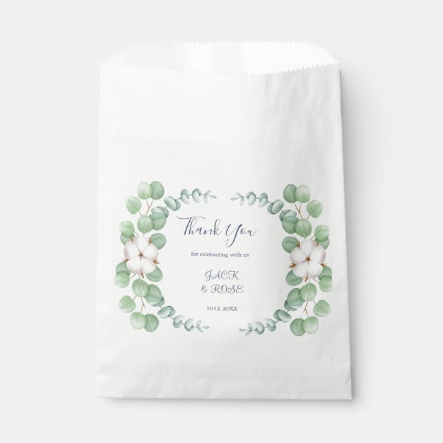 Sacolinha Casamento de Verão de Eucalyptus Greenery Rustic. (Frente)