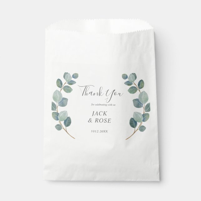 Sacolinha Casamento de Verão de Eucalyptus Greenery Rustic. (Frente)