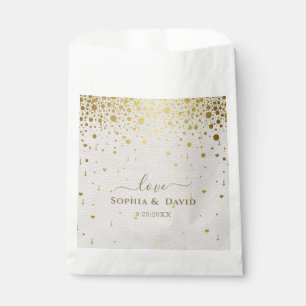 Sacolinha Casamento Dourado de Confetti com Couro Branco Ele