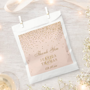 Sacolinha Casamento Dourado de Confetti Rosa e Glam Blush