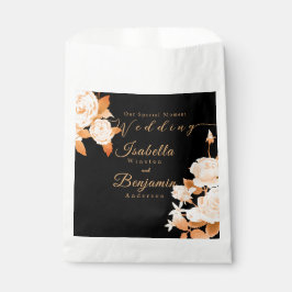 Sacolinha Casamento Dourado e elegante de Rosa negro