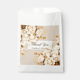 Sacolinha Casamento Dourado e Flamental de Ivory Obrigado