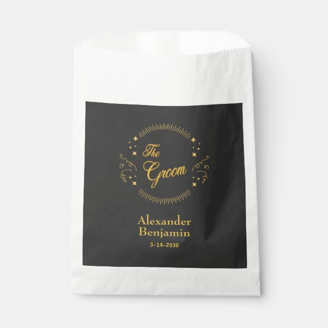 Sacolinha Casamento Dourado e legante personalizado (Frente)