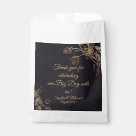 Sacolinha Casamento Dourado Floral Elegante Faux Metal