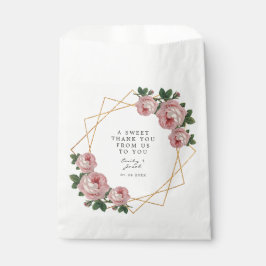 Sacolinha Casamento Dourado Glitter Geométrico Elegante Rosa