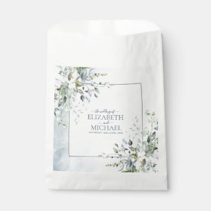 Sacolinha Casamento Dusty Blue Botanical Greenery Watercolor