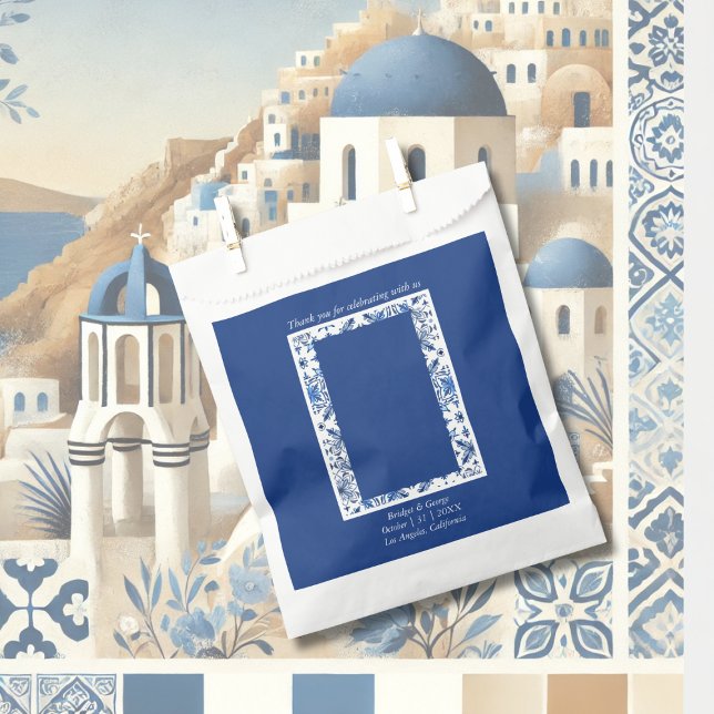 Sacolinha Casamento Elegante Grego Azul e Branco (Criador carregado)