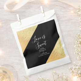 Sacolinha Casamento Elegante Moderno Preto e Dourado com Fol