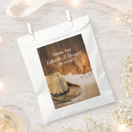 Sacolinha Casamento entre Cowboy Hat e Barn Wood Ocidental O