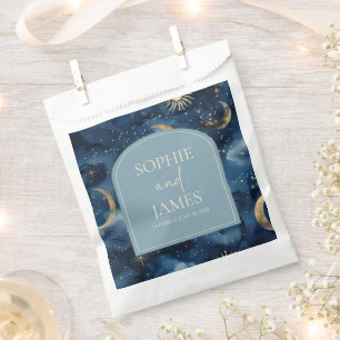Sacolinha Casamento Estrela Celestial Elegante Dourado Azul