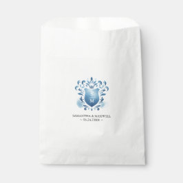 Sacolinha Casamento Favor Bolsas Blue Monogrammed Crest