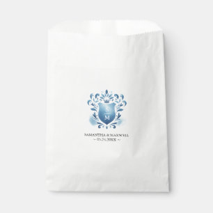 Sacolinha Casamento Favor Bolsas Blue Monogrammed Crest