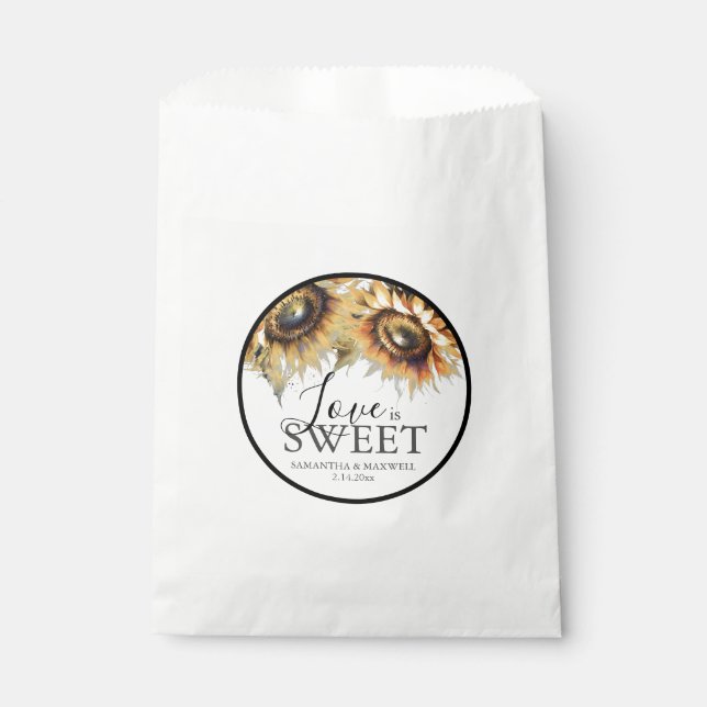 Sacolinha Casamento Favor Bolsas Watercolor Girassóis (Frente)