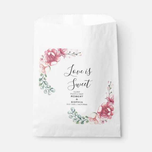 Sacolinha Casamento Flor de Rosa Bege (Frente)