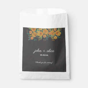 Sacolinha Casamento Floral Amarelo e Marrom