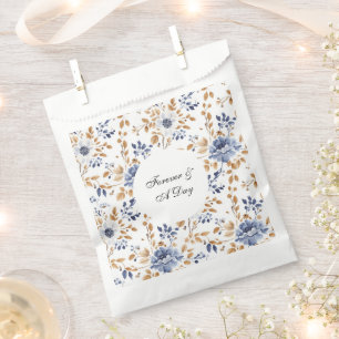 Sacolinha Casamento Floral Azul Branco Romântico Chic