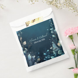 Sacolinha Casamento Floral Azul-Negro e Aquamarino