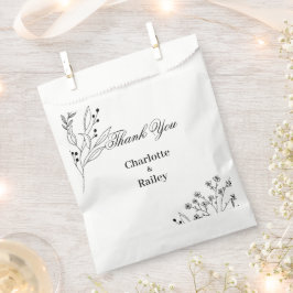 Sacolinha Casamento Floral Boho de Canto Negro e Branco