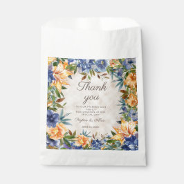 Sacolinha Casamento Floral de outono Azul Laranja