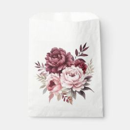 Sacolinha Casamento Floral de Peony Pink Burgundy