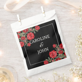 Sacolinha Casamento Floral de rosa vermelha Watercolor