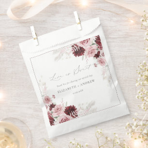 Sacolinha Casamento Floral de Rosas Rosa Espelhadas Elegante