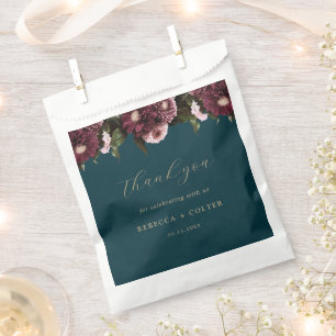 Sacolinha Casamento Floral de Teal Burgundy Escuro Elegante