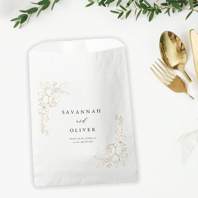 Sacolinha Casamento Floral Dourado Lined (Criador carregado)