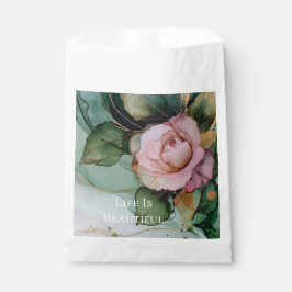 Sacolinha Casamento Floral Dourado Romântico Rosa Blush Rosa