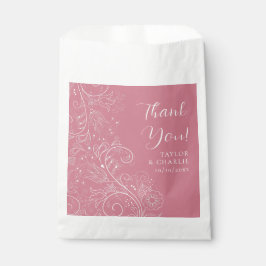 Sacolinha Casamento Floral Elegante Rosa Dusty Obrigado