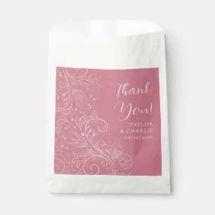 Sacolinha Casamento Floral Elegante Rosa Dusty Obrigado