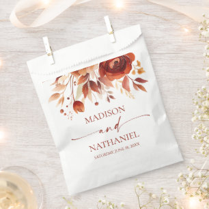 Sacolinha Casamento Floral Marrom Burgundy Enferrujado