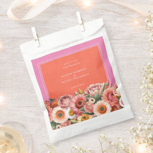 Sacolinha Casamento Floral Moderno Laranja Laranja-Cor-de-So