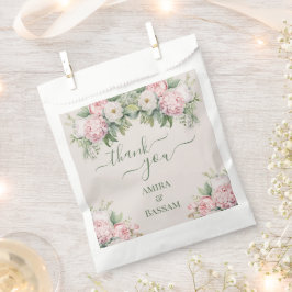 Sacolinha Casamento Floral Muçulmano Elegante, Rosa e Branco